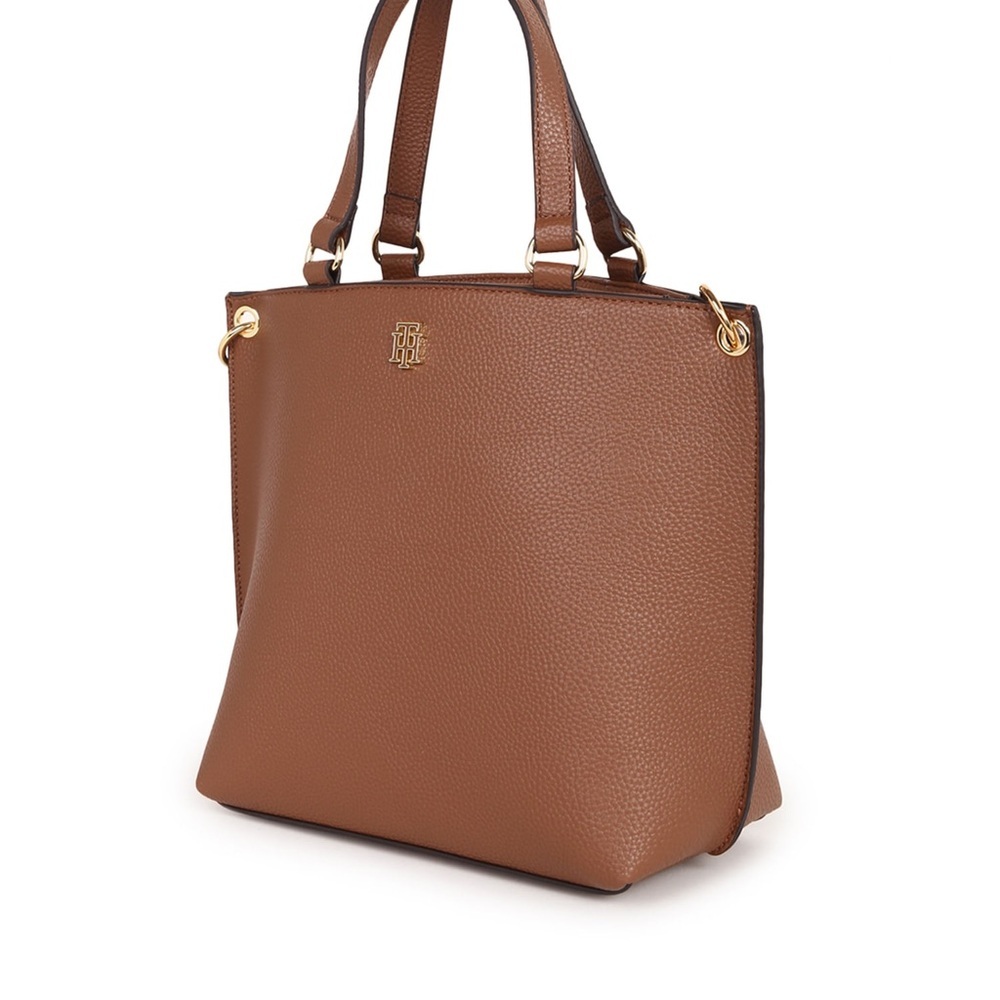 Tommy Hilfiger NWOT Cognac solid satchel bag - Picture 2 of 9